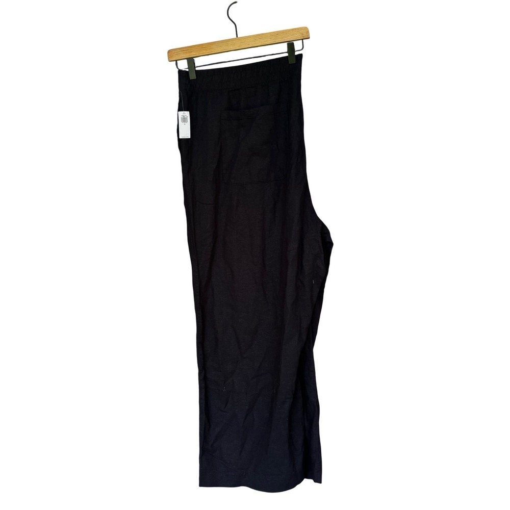 NEW Old Navy Women's Linen Blend Pants Black High Waist Wide Leg 3X Minimalist